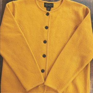 Vintage 80d Cardigan Mustard Yellow 100% Wool VTG